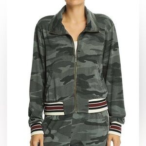 Splendid Camo Zip-Front Sweatshirt